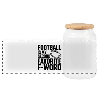 Le football est mon deuxième mot préféré en F - Boîte à biscuits avec couvercle en bois - blanc - Devant