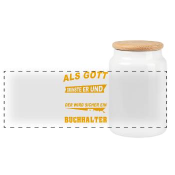 Buchhalter Sprüche - Panorama Keksdose mit Holzdeckel - Weiß - Vorne