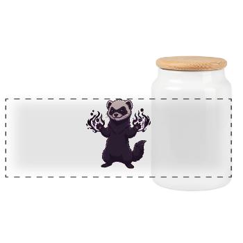 Petit panda avec une aura de feu - Boîte à biscuits avec couvercle en bois - blanc - Devant