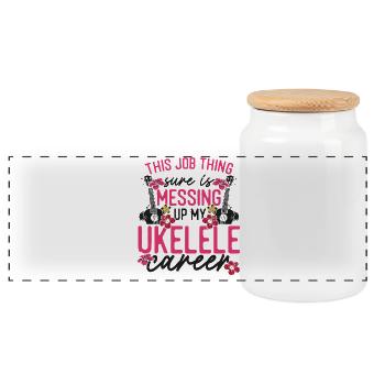 Ukulélé hawaïen uke ce métier - Boîte à biscuits avec couvercle en bois - blanc - Devant