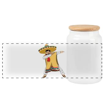 Mexikaner Sombrero Poncho Dabbing Cinco De Mayo - Panorama Keksdose mit Holzdeckel - Weiß - Vorne
