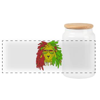 Rasta Lion Dreadlocks Reggae Music Jamaica Gift Id - Boîte à biscuits avec couvercle en bois - blanc - Devant