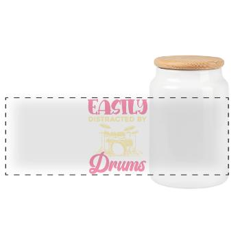 Facilement distrait par la batterie - Boîte à biscuits avec couvercle en bois - blanc - Devant