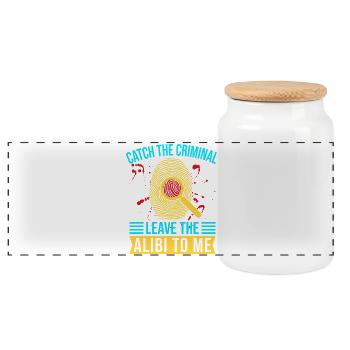 Forensic Science Major Catch The Criminal - Panoramic Cookie Jar with Wooden Lid - white - Front