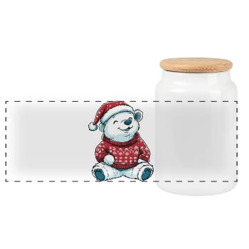 Eisbär Weihnachten Xmas - Panorama Keksdose mit Holzdeckel - Weiß - Vorne