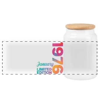 Geburtstag Januar 1976 Geboren im Januar Geschenk - Panorama Keksdose mit Holzdeckel - Weiß - Vorne