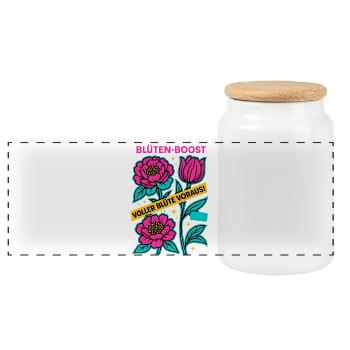 Impulsion de la Fleur, Puissance du Ressort, Fleur à Venir - Boîte à biscuits avec couvercle en bois - blanc - Devant