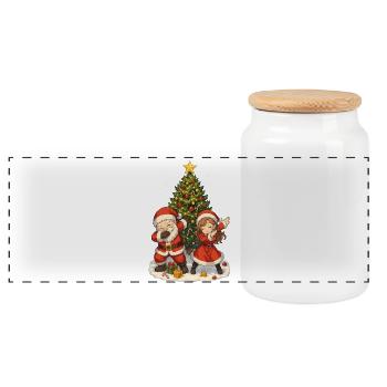 Weihnachts Dab, Santa Squad, Fun Xmas - Panorama Keksdose mit Holzdeckel - Weiß - Vorne