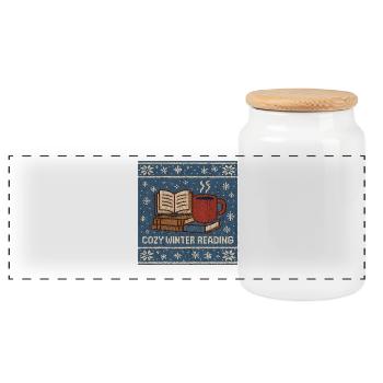 Cozy Winter Reading, Bücherliebe, Hygge - Panorama Keksdose mit Holzdeckel - Weiß - Vorne