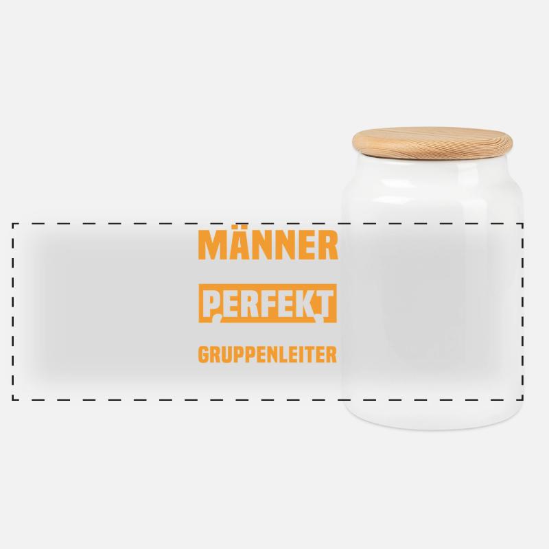 Lustige Gruppenleiter Sprüche - Panorama Keksdose mit Holzdeckel - Weiß