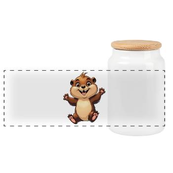 Fröhliches Eichhörnchen Design - Panorama Keksdose mit Holzdeckel - Weiß - Vorne