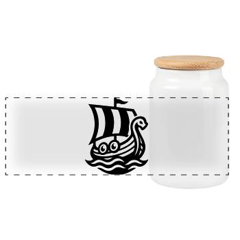 Bateau Dragon Viking - Boîte à biscuits avec couvercle en bois - blanc - Devant
