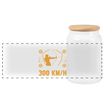 Archery Archery Archery - Panoramic Cookie Jar with Wooden Lid - white - Front