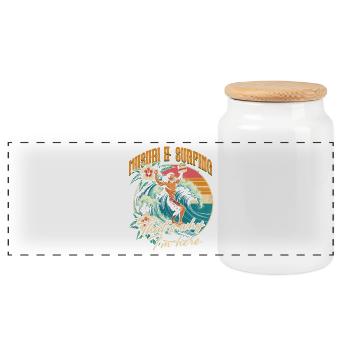 Musubi & Surf C’est pour ça que je suis là - Boîte à biscuits avec couvercle en bois - blanc - Devant