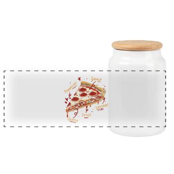 Pizza mit Würstchen Anatomy Of The Best Pizza - Panorama Keksdose mit Holzdeckel - Weiß - Vorne