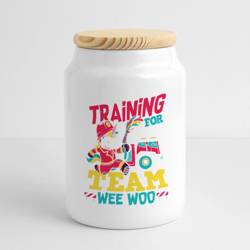 Wee Woo Squad Fire Tiny Firefighter Panoramic Cookie Jar with Wooden Lid