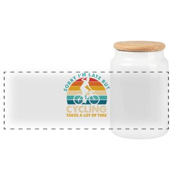 Désolé pour le retard mais le vélo - Boîte à biscuits avec couvercle en bois - blanc - Devant