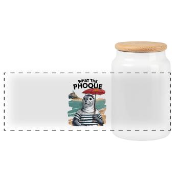 Normandy Seal Pride Humor Gift - Panoramic Cookie Jar with Wooden Lid - white - Front