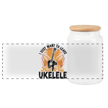 Hawaiian Ukulele Uke I Just Want - Panorama Keksdose mit Holzdeckel - Weiß - Vorne