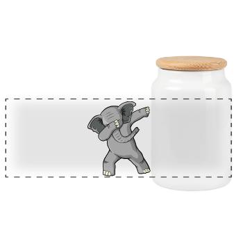Dab Éléphant Danse drôle Dab Mignonne Safari Anima - Boîte à biscuits avec couvercle en bois - blanc - Devant