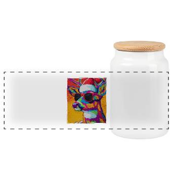 Portrait de Noël du cerf - Boîte à biscuits avec couvercle en bois - blanc - Devant