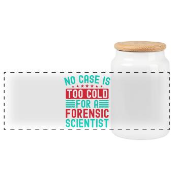 Forensic Science Major No Case Is Too Cold - Panoramic Cookie Jar with Wooden Lid - white - Front