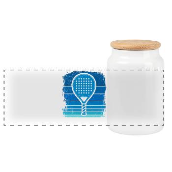 Padel Hobby PADEL ADDICTED Padel Game Fun - Panoramic Cookie Jar with Wooden Lid - white - Front