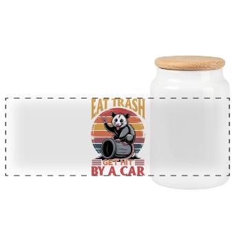 Drôle d’opossum - Boîte à biscuits avec couvercle en bois - blanc - Devant