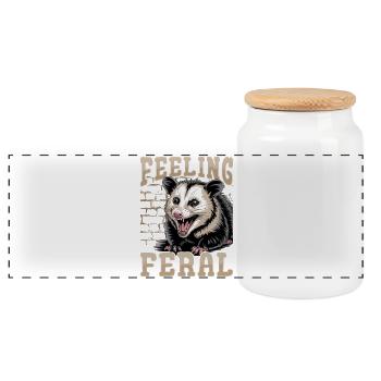 Funny Opossum - Panoramic Cookie Jar with Wooden Lid - white - Front