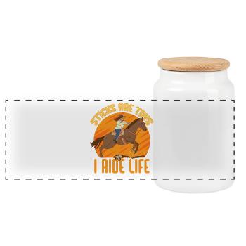Anti Hobby Horsing - Panoramic Cookie Jar with Wooden Lid - white - Front
