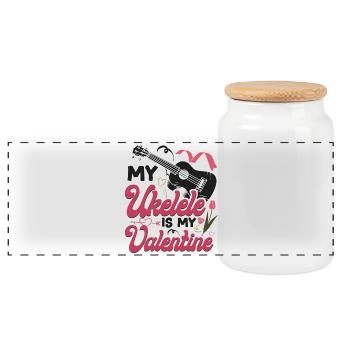 Hawaiian Ukulele Uke Valentines - Panorama Keksdose mit Holzdeckel - Weiß - Vorne