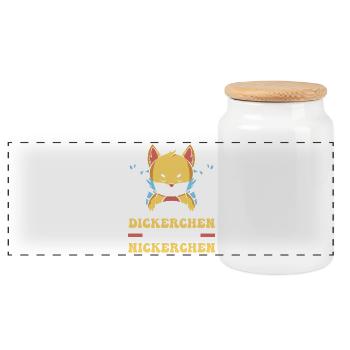 Shlafshirt Chien Chat Le Gros Prend un Nickerc - Boîte à biscuits avec couvercle en bois - blanc - Devant