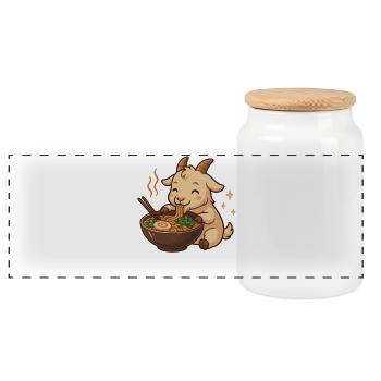 Chèvre aux nouilles, ramen, kawaii chèvre - Boîte à biscuits avec couvercle en bois - blanc - Devant