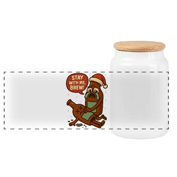 Noël drôle pour hommes en bouteille de bière - Boîte à biscuits avec couvercle en bois - blanc - Devant