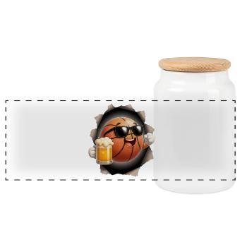 Bière de basket-ball - Boîte à biscuits avec couvercle en bois - blanc - Devant