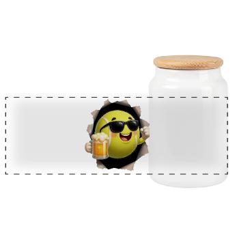 Tennis beer with sunglasses - Panoramic Cookie Jar with Wooden Lid - white - Front