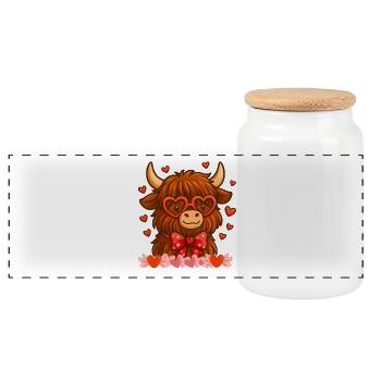 Highland Cow Valentines Day Funny Hearts Valentine - Panorama Keksdose mit Holzdeckel - Weiß - Vorne