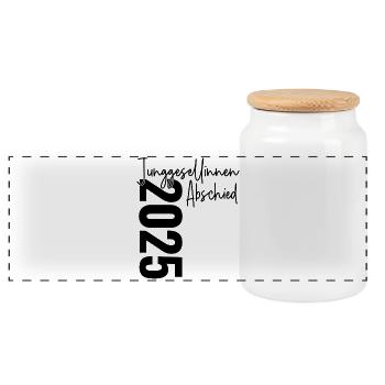 Hen party 2026 signatures guests - Panoramic Cookie Jar with Wooden Lid - white - Front