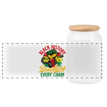 Black History Breaking Every Chain - African - Panoramic Cookie Jar with Wooden Lid - white - Front