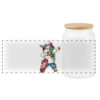 Dabbing Unicorn Skateboarder Skater Trendy Street  - Panoramic Cookie Jar with Wooden Lid - white - Front