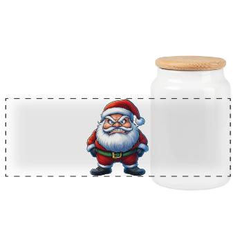 angry Santa Claus :) - Panorama Keksdose mit Holzdeckel - Weiß - Vorne