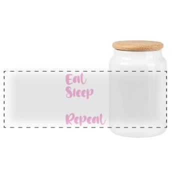 Eat Sleep Yoga Repeat - Panoramic Cookie Jar with Wooden Lid - white - Front