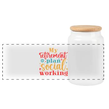 Social Worker Quote My Retirement Plan Social Work - Panorama Keksdose mit Holzdeckel - Weiß - Vorne