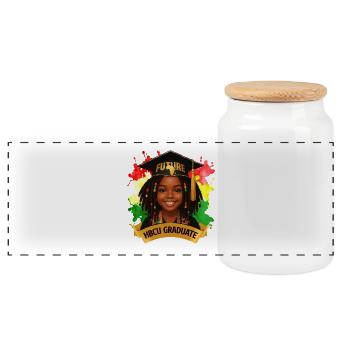 Future HBCU Graduate – Melanin Pride - Panoramic Cookie Jar with Wooden Lid - white - Front