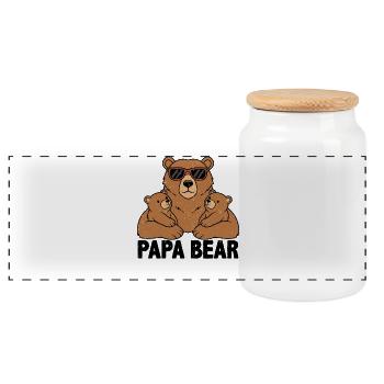 Papa Bear - Panorama Keksdose mit Holzdeckel - Weiß - Vorne