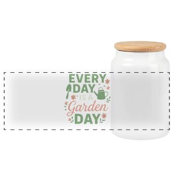 Every Day is a Garden Day - Panoramic Cookie Jar with Wooden Lid - white - Front