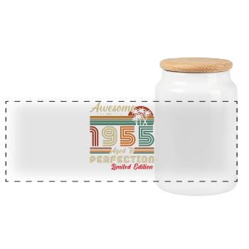 awesome since 1955 - Panoramic Cookie Jar with Wooden Lid - white - Front