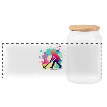 Hockey sur gazon, joueur de hockey sur gazon, hockey - Boîte à biscuits avec couvercle en bois - blanc - Devant