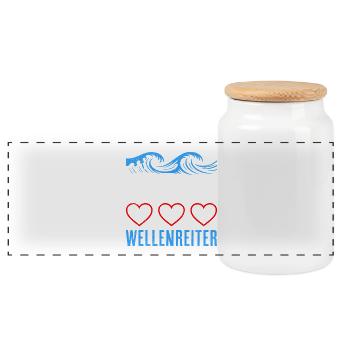 North Sea Holiday NORDDEICH SURFER FUNNY - Panoramic Cookie Jar with Wooden Lid - white - Front