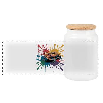 Salamandre colorée avec une touche de couleur pour - Boîte à biscuits avec couvercle en bois - blanc - Devant